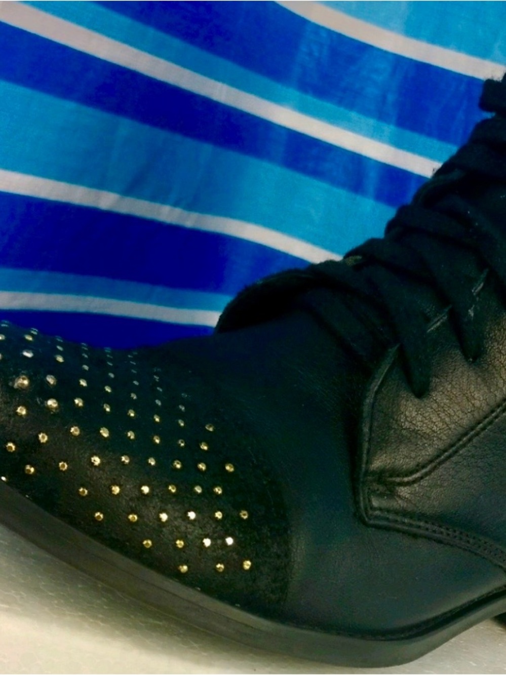 🤎 Badura Made in Poland Black Lace-Up Studded Boho Boots — Size 6